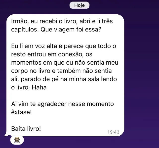 depoimento — li três capítulos, que viagem foi essa?
